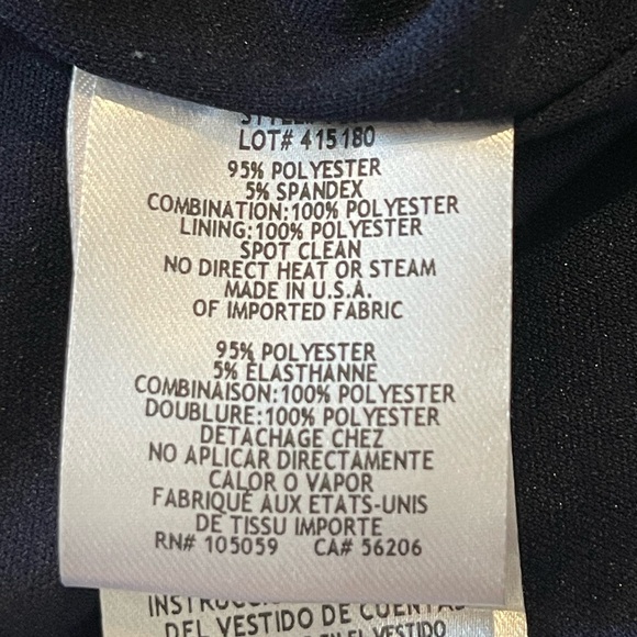 Xscape Beaded Evening Gown, Dark Navy Blue, Deep V, Sheath, Thin Straps, Size 2 - Picture 6 of 16